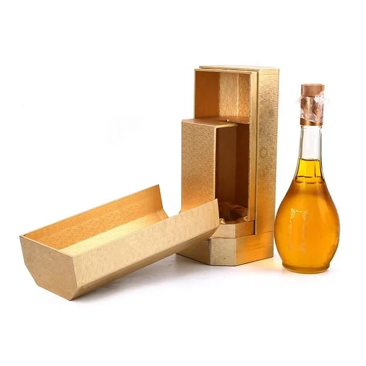 Anpassad tryckkartong Clamshell Single Glass Bottle Set Gift Packaging Wine Box